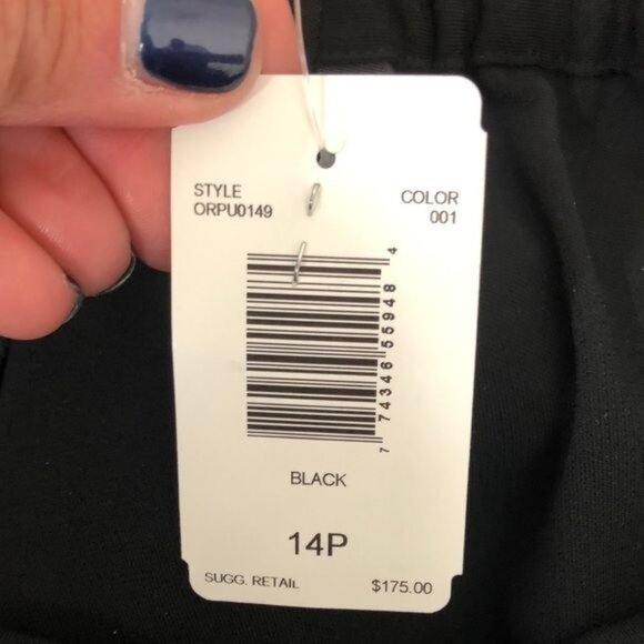 Saks Fifth Ave Sport Black Wide Leg Pants Elastic Waist Soft Fabric Size 14P NWT - Picture 8 of 9